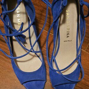 Blue Suede with ankle straps